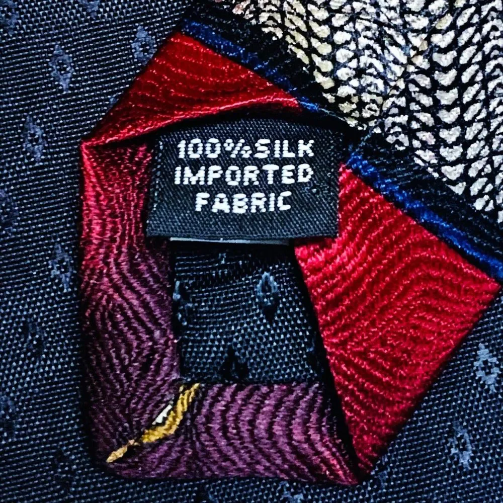 Bellini Silk Necktie‎ Mens OS Burgundy Silver NWT Vintage 90s Striped Wide Tie